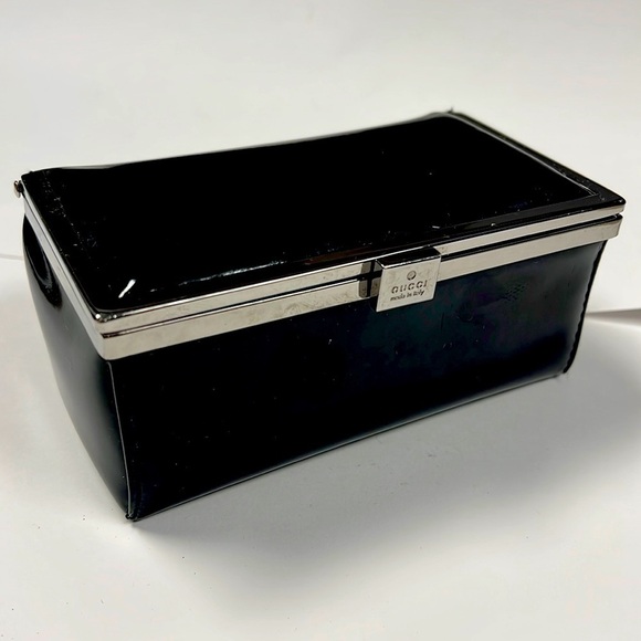 Gucci Black Patent Tom Ford Era Rectangular Travel Jewelry Make Up Case Clutch - Picture 1 of 12